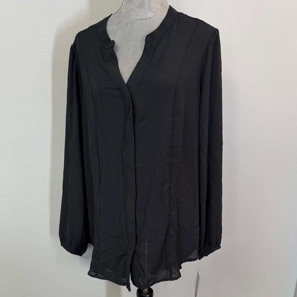 Melissa McCarthy Seven7 Elegant Black Blouse NWT L